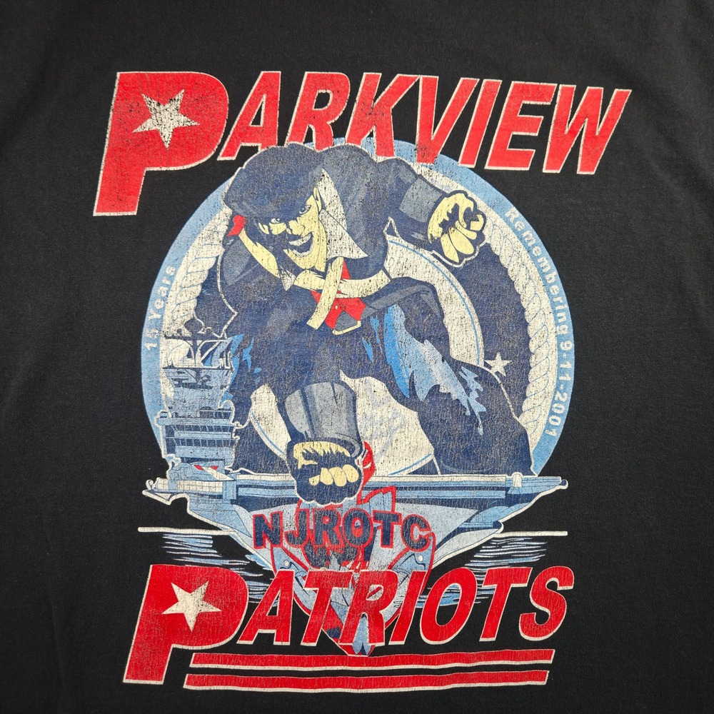 Gildan NJROTC Parkview Patriots Mens XL Black Cotton Graphic Regular Fit Shirt
